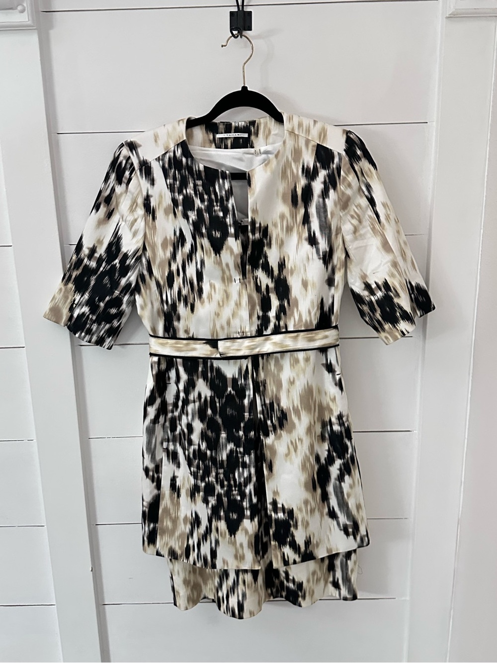 Tahari S Cheetah workwear coastal grandma cotton blend midi dress and blazer